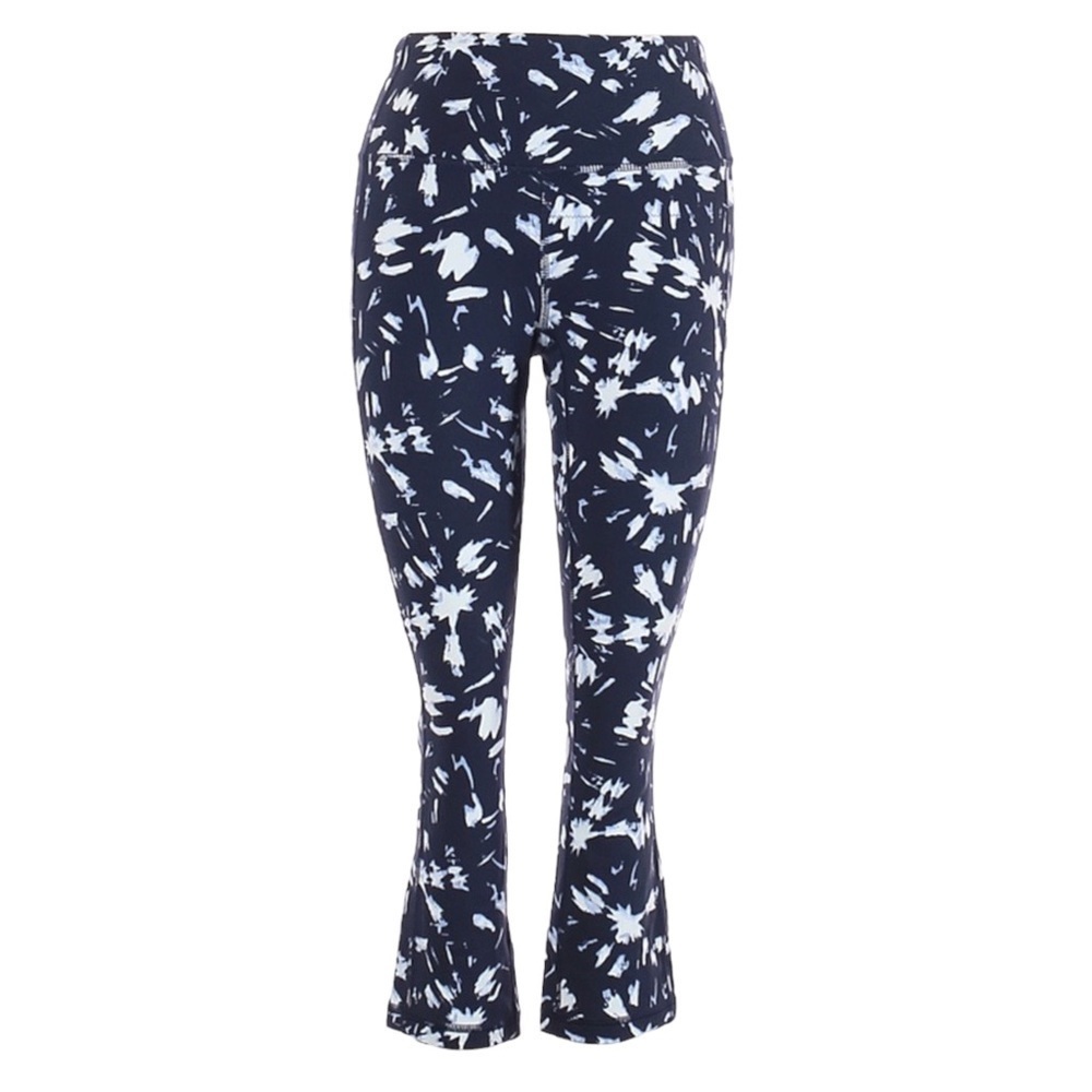 Lucy Powermax Hatha Capri Yoga Pants Navy White Print Flare Size S